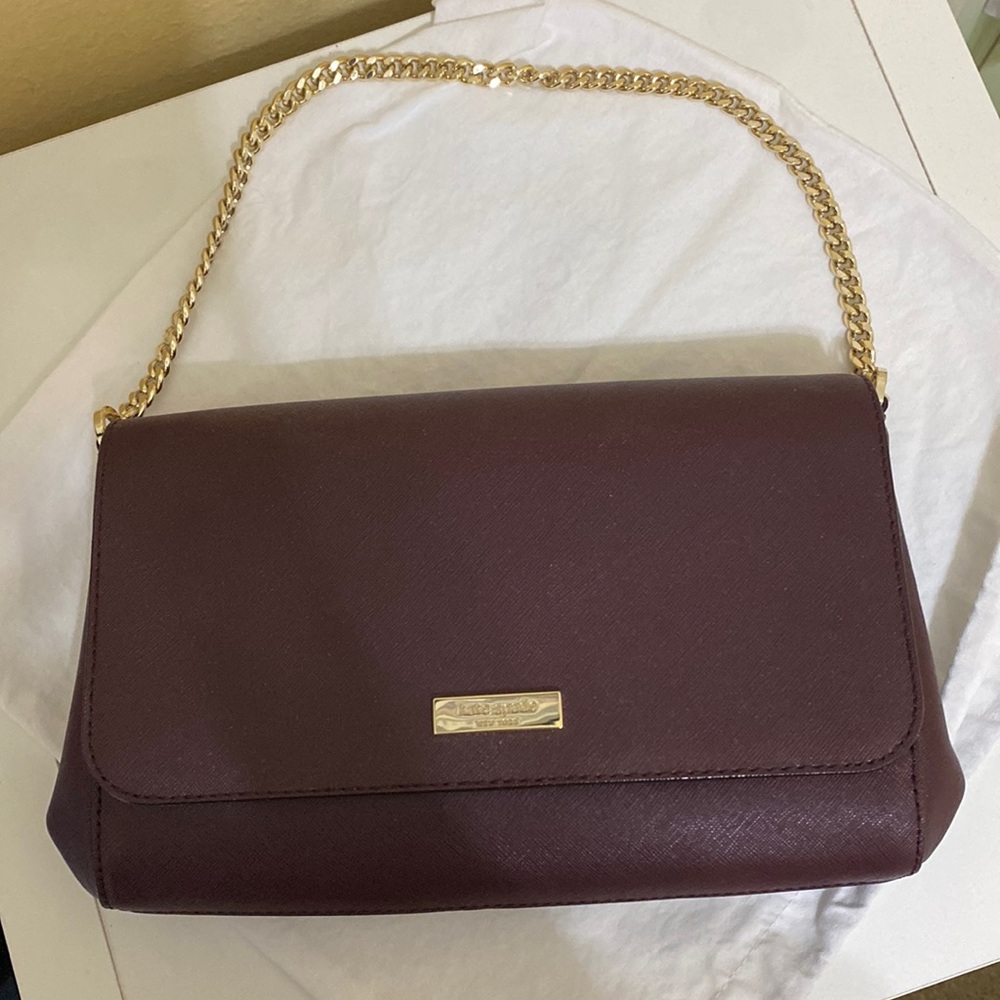 Kate Spade maroon/burgundy bag with chain and detachable crossbody strap